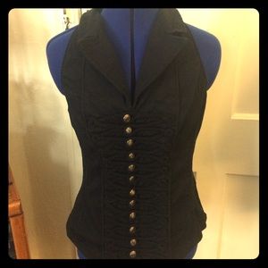 Tripp NYC black faux-corset halter top